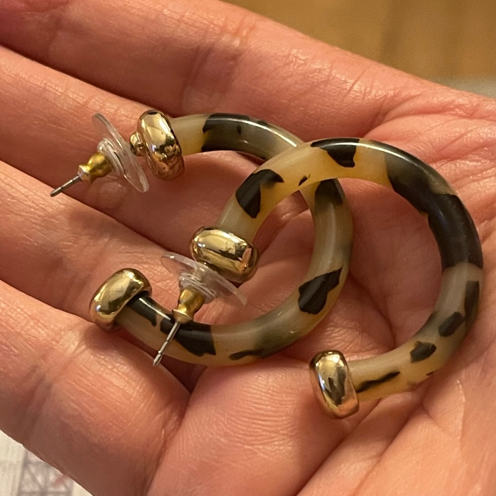 Tortoise Shell Pattern Cellulose Acetate Gold Ton… - image 3